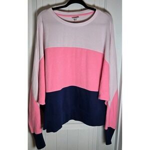 Cabana by Crown & Ivy Women's Size 2X Pink & Blue Sweatshirt Loose Fit Oversize